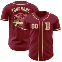 Load image into Gallery viewer, Custom Crimson Cream Authentic Baseball Jersey