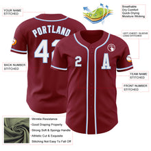 Load image into Gallery viewer, Custom Crimson White-Light Blue Authentic Baseball Jersey