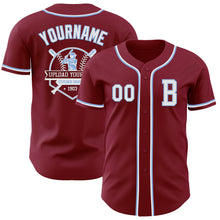 Load image into Gallery viewer, Custom Crimson White-Light Blue Authentic Baseball Jersey