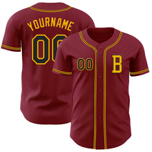 Load image into Gallery viewer, Custom Crimson Black-Gold Authentic Baseball Jersey