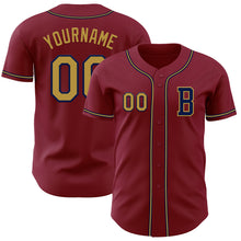 Load image into Gallery viewer, Custom Crimson Old Gold-Navy Authentic Baseball Jersey