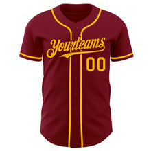 Load image into Gallery viewer, Custom Crimson Gold Authentic Baseball Jersey