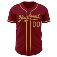 Load image into Gallery viewer, Custom Crimson Old Gold Authentic Baseball Jersey