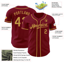 Load image into Gallery viewer, Custom Crimson Old Gold Authentic Baseball Jersey