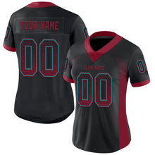 Load image into Gallery viewer, Custom Black Crimson-Teal Drift Fashion Football Jersey