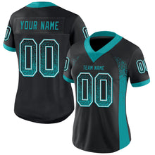 Load image into Gallery viewer, Custom Black Teal-White Drift Fashion Football Jersey