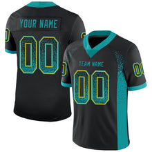 Load image into Gallery viewer, Custom Black Teal-Yellow Drift Fashion Football Jersey
