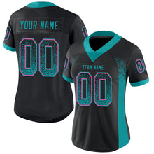 Load image into Gallery viewer, Custom Black Teal-Pink Drift Fashion Football Jersey