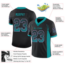 Load image into Gallery viewer, Custom Black Teal-Pink Drift Fashion Football Jersey