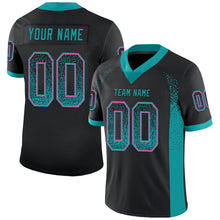 Load image into Gallery viewer, Custom Black Teal-Pink Drift Fashion Football Jersey
