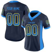 Load image into Gallery viewer, Custom Navy Powder Blue-Yellow Drift Fashion Football Jersey