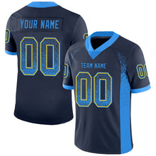 Load image into Gallery viewer, Custom Navy Powder Blue-Yellow Drift Fashion Football Jersey