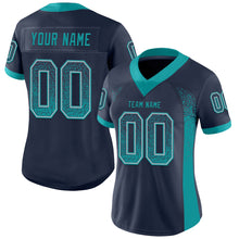 Load image into Gallery viewer, Custom Navy Teal-Gray Drift Fashion Football Jersey