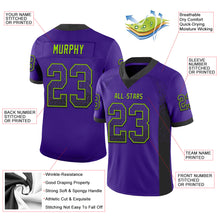 Load image into Gallery viewer, Custom Purple Black-Neon Green Drift Fashion Football Jersey