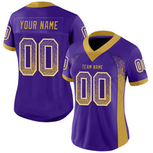 Load image into Gallery viewer, Custom Purple Old Gold-White Drift Fashion Football Jersey