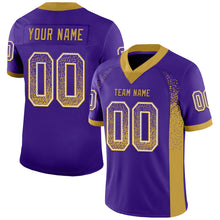 Load image into Gallery viewer, Custom Purple Old Gold-White Drift Fashion Football Jersey