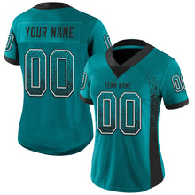 Load image into Gallery viewer, Custom Teal Black-White Drift Fashion Football Jersey