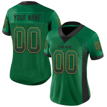 Load image into Gallery viewer, Custom Kelly Green Black-Old Gold Drift Fashion Football Jersey