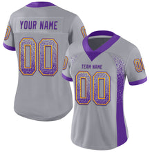 Load image into Gallery viewer, Custom Gray Purple-Gold Drift Fashion Football Jersey