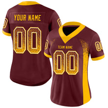 Load image into Gallery viewer, Custom Burgundy Gold-White Drift Fashion Football Jersey