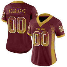 Load image into Gallery viewer, Custom Burgundy Old Gold-White Drift Fashion Football Jersey