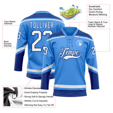 Load image into Gallery viewer, Custom Powder Blue White-Royal Hockey Lace Neck Jersey
