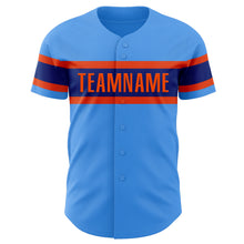 Load image into Gallery viewer, Custom Electric Blue Orange-Royal Authentic Baseball Jersey