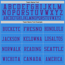 Load image into Gallery viewer, Custom Powder Blue Orange-Purple Mesh Authentic Throwback Football Jersey