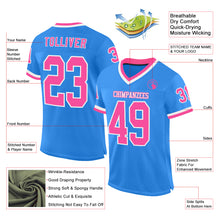 Load image into Gallery viewer, Custom Powder Blue Pink-White Mesh Authentic Throwback Football Jersey