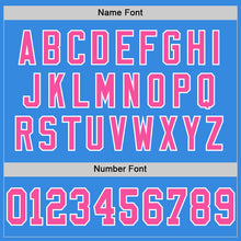 Load image into Gallery viewer, Custom Powder Blue Pink-White Mesh Authentic Throwback Football Jersey