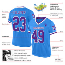 Load image into Gallery viewer, Custom Powder Blue Purple-White Mesh Authentic Throwback Football Jersey