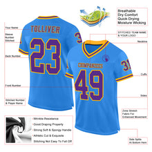 Load image into Gallery viewer, Custom Powder Blue Purple-Gold Mesh Authentic Throwback Football Jersey