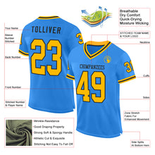 Load image into Gallery viewer, Custom Powder Blue Gold-Black Mesh Authentic Throwback Football Jersey