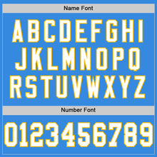 Load image into Gallery viewer, Custom Powder Blue White-Gold Mesh Authentic Throwback Football Jersey