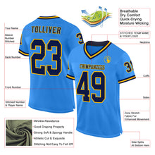 Load image into Gallery viewer, Custom Powder Blue Navy-Gold Mesh Authentic Throwback Football Jersey