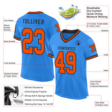Load image into Gallery viewer, Custom Powder Blue Orange-Black Mesh Authentic Throwback Football Jersey