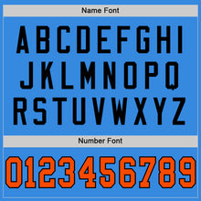 Load image into Gallery viewer, Custom Powder Blue Orange-Black Mesh Authentic Throwback Football Jersey