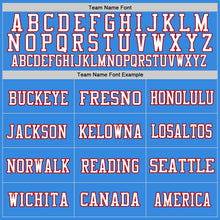 Load image into Gallery viewer, Custom Powder Blue White-Red Mesh Authentic Throwback Football Jersey