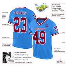 Load image into Gallery viewer, Custom Powder Blue Maroon-White Mesh Authentic Throwback Football Jersey