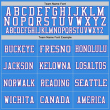 Load image into Gallery viewer, Custom Powder Blue White-Purple Mesh Authentic Throwback Football Jersey