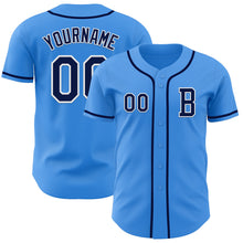 Load image into Gallery viewer, Custom Electric Blue Navy-White Authentic Baseball Jersey