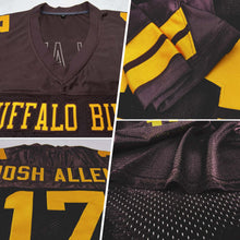 Load image into Gallery viewer, Custom Brown Gold Mesh Authentic Football Jersey