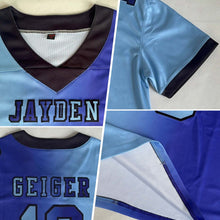 Load image into Gallery viewer, Custom Purple Light Blue-Black Mesh Authentic Gradient Fashion Football Jersey