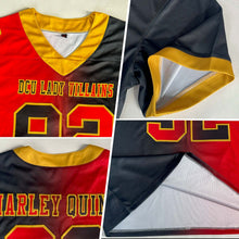 Load image into Gallery viewer, Custom Black Red-Old Gold Mesh Authentic Gradient Fashion Football Jersey