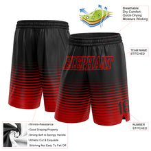 Load image into Gallery viewer, Custom Black Red Pinstripe Fade Fashion Authentic Basketball Shorts