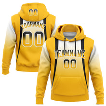 Load image into Gallery viewer, Custom Stitched White Black-Old Gold Fade Fashion Line Sports Pullover Sweatshirt Hoodie