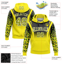 Load image into Gallery viewer, Custom Stitched Black Light Yellow-Neon Green Fade Fashion Leopard Print Sports Pullover Sweatshirt Hoodie