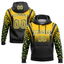 Load image into Gallery viewer, Custom Stitched Gold Black-White Fade Fashion Leopard Print Sports Pullover Sweatshirt Hoodie