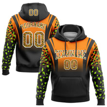 Load image into Gallery viewer, Custom Stitched Bay Orange Black-White Fade Fashion Leopard Print Sports Pullover Sweatshirt Hoodie