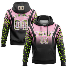 Load image into Gallery viewer, Custom Stitched Light Pink Black-White Fade Fashion Leopard Print Sports Pullover Sweatshirt Hoodie